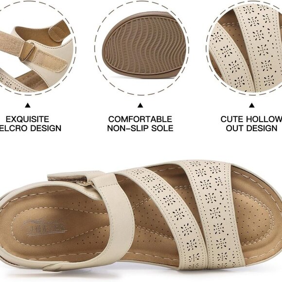 Womens Wedge Sandals Artificial PU Platform Size 8 Dressy Summer Comfort - Picture 2 of 6